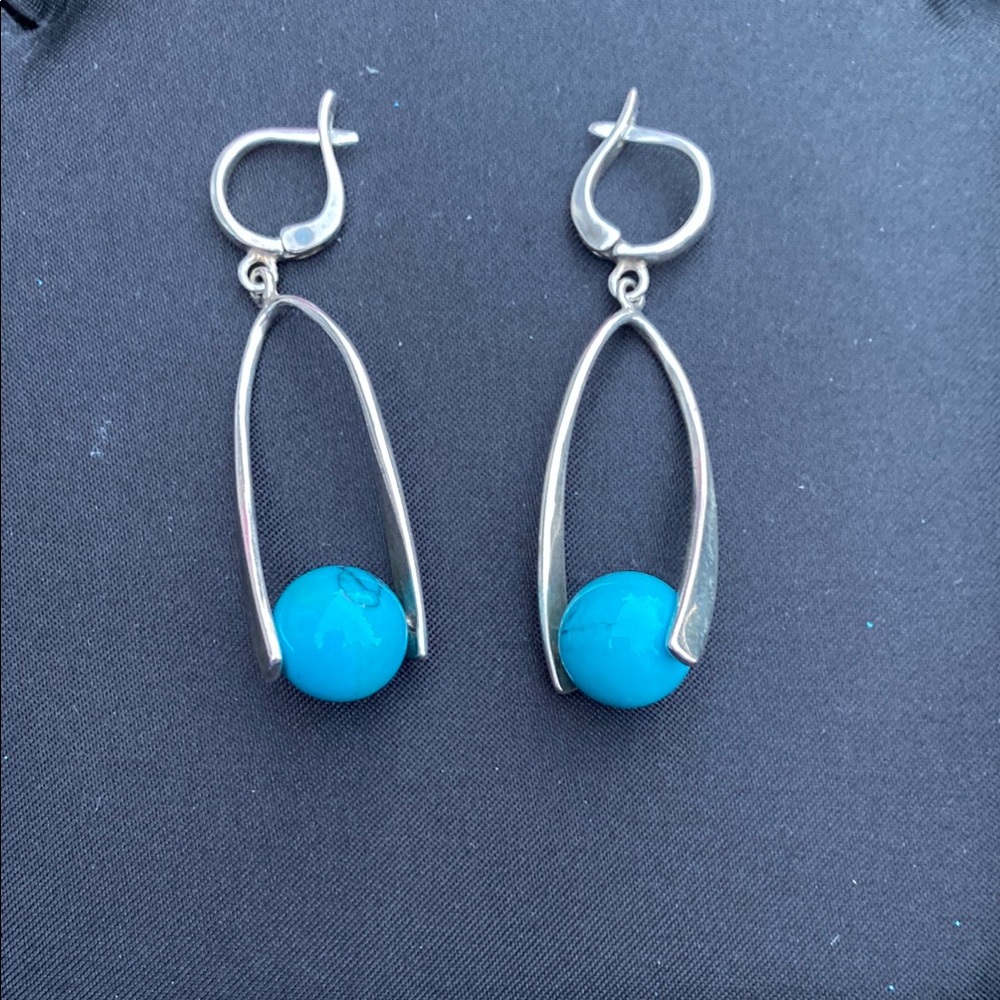 New Natural Turquoise earrings fitted in a Sterling Silver Setting